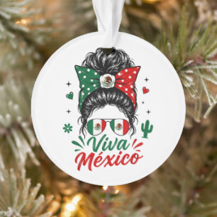 Viva Mexico Girl Mexico Flag Patriotic Mexican Ornament