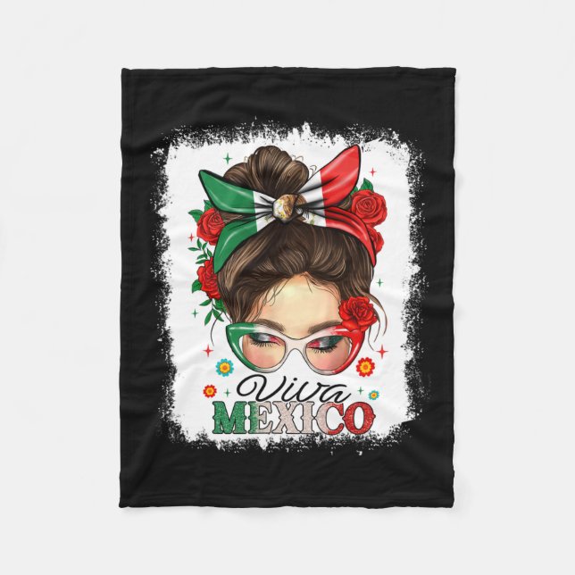 Viva Mexico Independence Day S Women Girls Mexican Fleece Blanket (Front)
