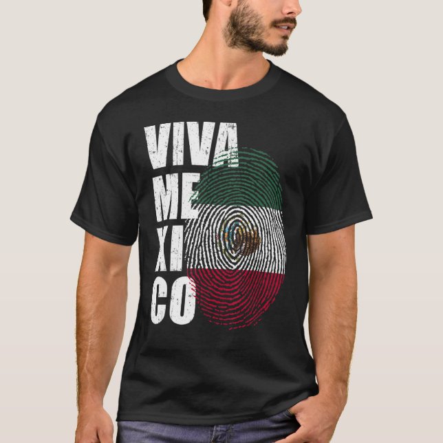 Viva Mexico  It's In My DNA Mexican Fingerprint In T-Shirt (Front)