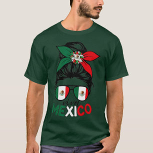 Viva Mexico Messy Bun With Bandanna And Glasses Me T-Shirt