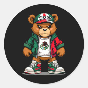 Viva Mexico Mexican Flag Bear Cinco De Mayo Mexica Classic Round Sticker