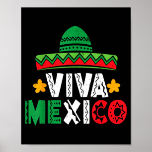 Viva Mexico Mexican Flag Independence Day Sombrero Poster