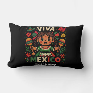 Viva Mexico Mexican Girl Independence Day Women  Lumbar Cushion