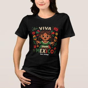 Viva Mexico Mexican Girl Independence Day Women  Tri-Blend Shirt