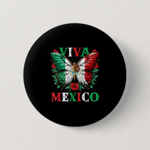 Viva Mexico Mexican Independence Day Butterfly Fla 6 Cm Round Badge