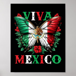 Viva Mexico Mexican Independence Day Butterfly Fla Poster