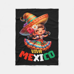 Viva Mexico Mexican Independence Day Mexican Girl Fleece Blanket