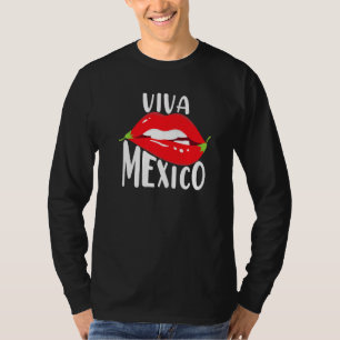 Viva Mexico Mexican Pepper Lips Latino Maracas Cin T-Shirt