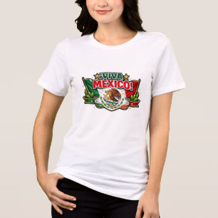 Viva Mexico Patriotic Typography T-Shirt   Mexican Tri-Blend Shirt