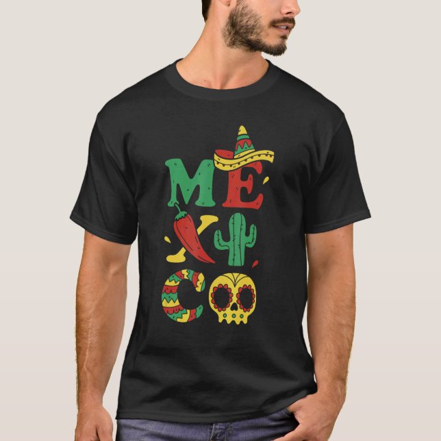 Viva Mexico Red Paper Mexican Hat Cactus Mexican C T-Shirt (Front)