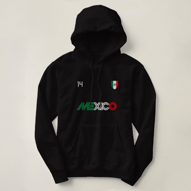 Viva Mexico Retro Football Soccer Mexican Flag  Hoodie (Design Front)