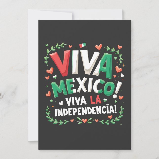 Viva Mexico Viva la Independencia Independece Day  Holiday Card (Front)