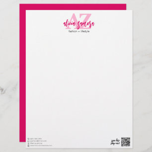 Viva Modern Magenta Bold Chic Stylish Pink Custom Custom Letterhead
