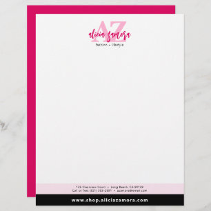 Viva Modern Magenta Bold Chic Stylish Pink Custom Custom Letterhead