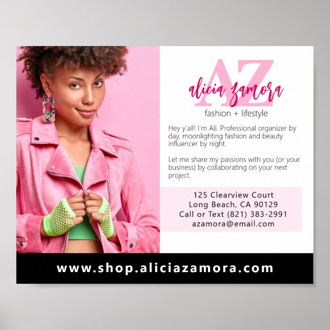 Viva Modern Magenta Fashion Custom Photo Marketing Poster (Front)