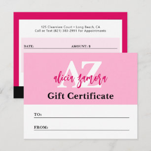 Viva Modern Magenta Fashion Gift Certificate Card