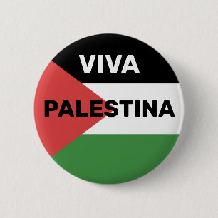 VIVA PALESTINA FREE PALESTINE FLAG RED BLACK GREEN 6 CM ROUND BADGE