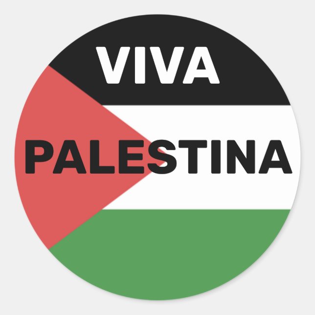 VIVA PALESTINA FREE PALESTINE FLAG RED BLACK GREEN CLASSIC ROUND STICKER (Front)