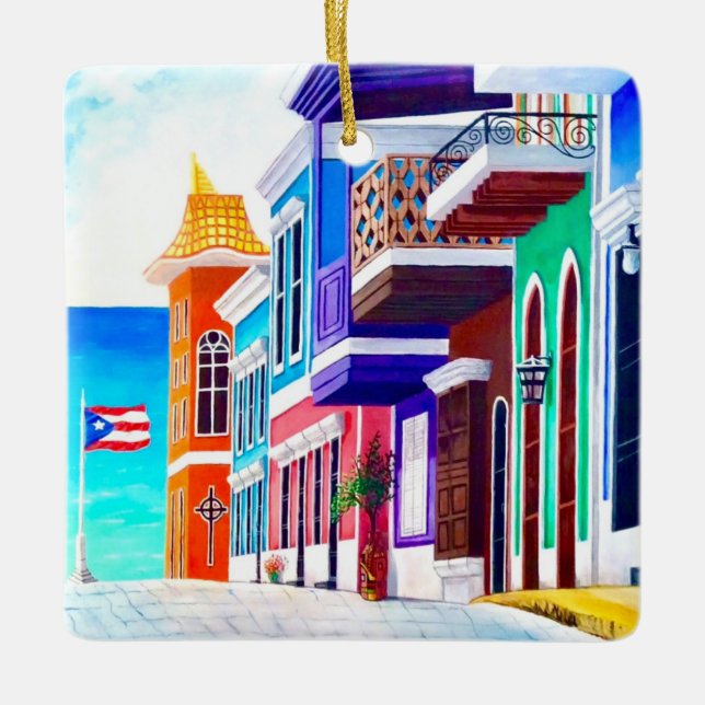 ¡Viva Puerto Rico! Ceramic Ornament (Front)