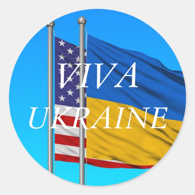 VIVA UKRAINE  CLASSIC ROUND STICKER (Front)