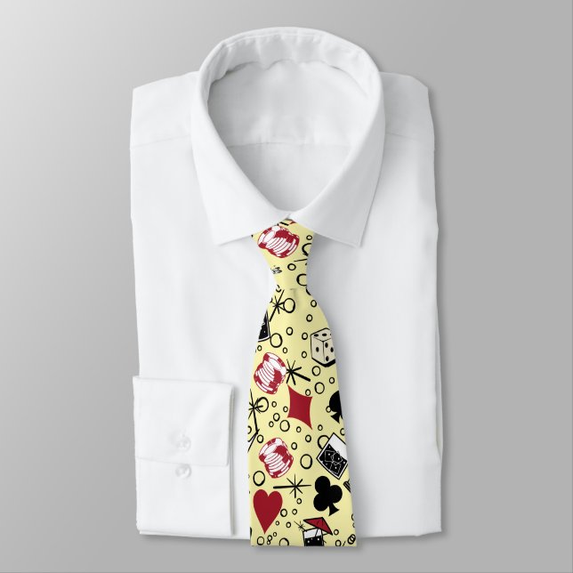 Viva Vegas Casino Retro Gambling Yellow Tie (Tied)