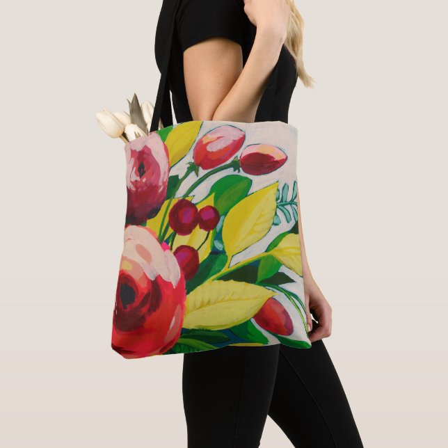 Vivacious Blooms Tote Bag (Close Up)
