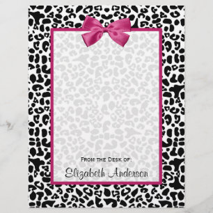 Vivacious Dark Pink Ribbon Leopard Print With Name