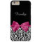 Vivacious Dark Pink Ribbon Leopard Print With Name