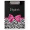 Vivacious Dark Pink Ribbon Leopard Print With Name
