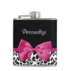 Vivacious Dark Pink Ribbon Leopard Print With Name