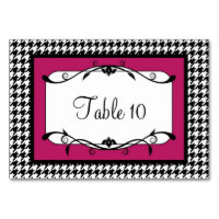 Vivacious Pink and Black Houndstooth Table Card