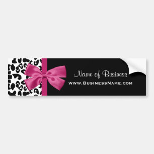 Vivacious Pink Ribbon Leopard Print Business Card Bumper Sticker