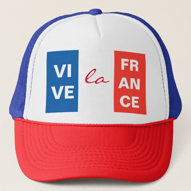 Vive La France French Flag Customisable Trucker Hat (Front)