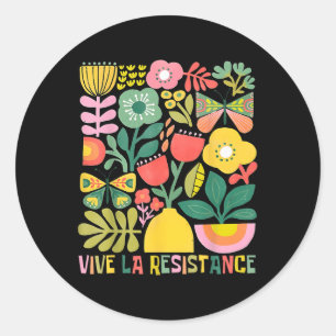 Vive La Resistance Political Retro Boho Floral Classic Round Sticker