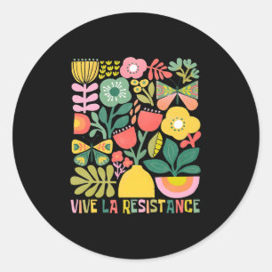 Vive La Resistance Political Retro Boho Floral Lon Classic Round Sticker