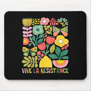 Vive La Resistance Political Retro Boho Floral Mouse Mat