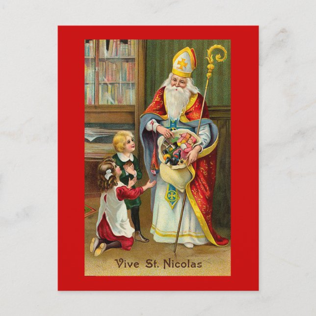 "Vive St. Nicolas" French Vintage Postcard (Front)