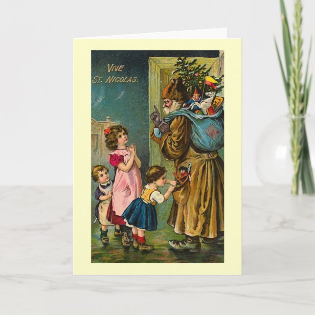 "Vive St. Nicolas" Vintage French Christmas Card (Front)