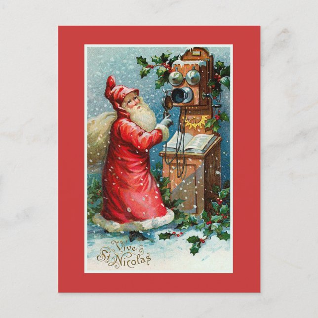 "Vive St. Nicolas" Vintage French Christmas Holiday Postcard (Front)