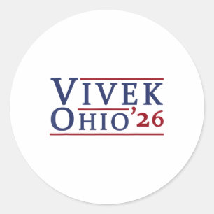 Vivek Ramaswamy For Governor Of Ohio 2026 Vivek 20 Classic Round Sticker
