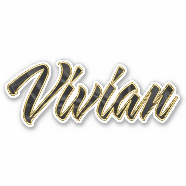 Vivian black gold lettering sticker (Front)