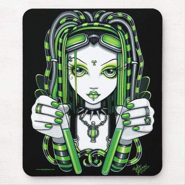 "Vivian" Cybergoth Dark Industrial Fairy Mousepad (Front)