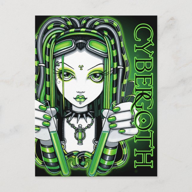Vivian Cybergoth Toxic Green Fairy Postcard (Front)