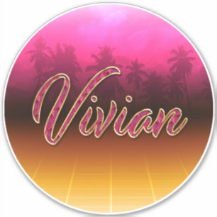 Vivian First Name Golden pink Sticker