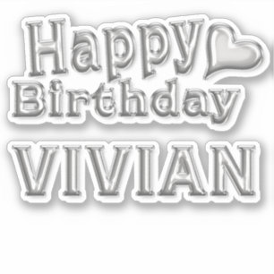 Vivian Happy Birthday silver Sticker