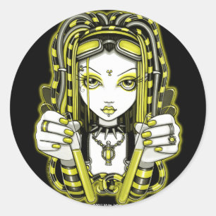 "Vivian" Lemon Cyber Goth Fairy Art Stickers