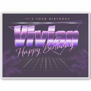 Vivian Name First name lila retro Sticker Birthday