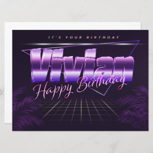 Vivian Name First Name pura retro Map Birthday Card