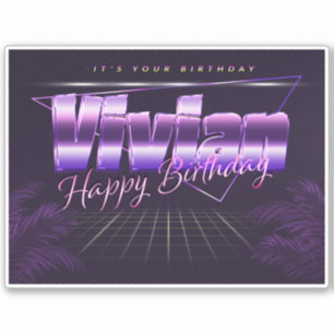 Vivian Name Vorname lila retro Sticker Geburtstag
