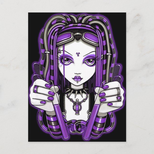 "Vivian" Purple Cyber Goth Fairy Art Postcard (Front)